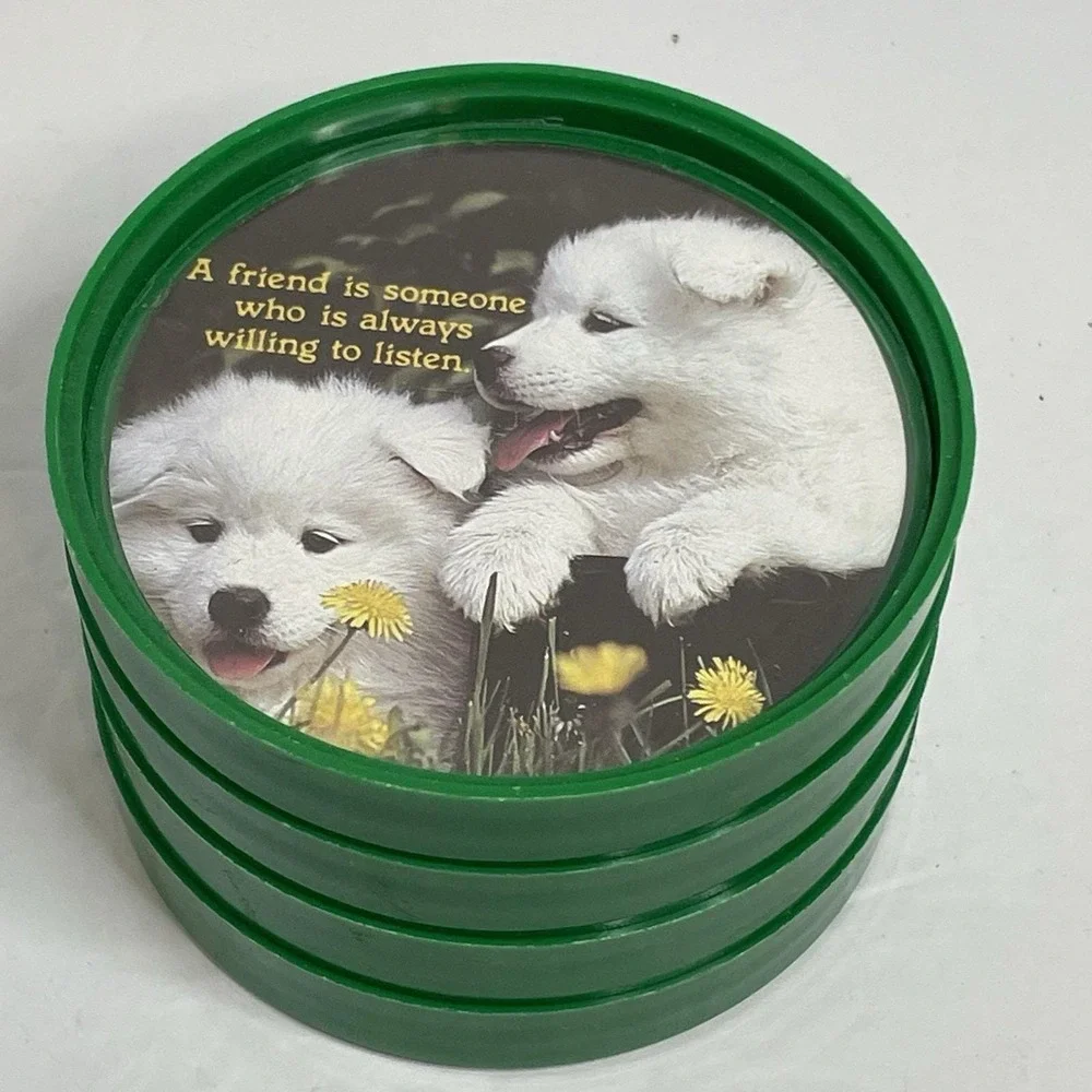 Vintage Graphic Coasters with Holder